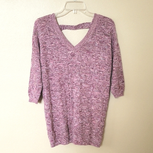 Torrid Pink Loose Knit Lace Up Back V-Neck Sweater - Size Large - Picture 1 of 8